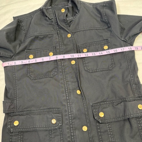 J. Crew Size Small Relaxed Boyfriend Field Jacket Cotton Black Utility Zip Snap - Picture 11 of 14